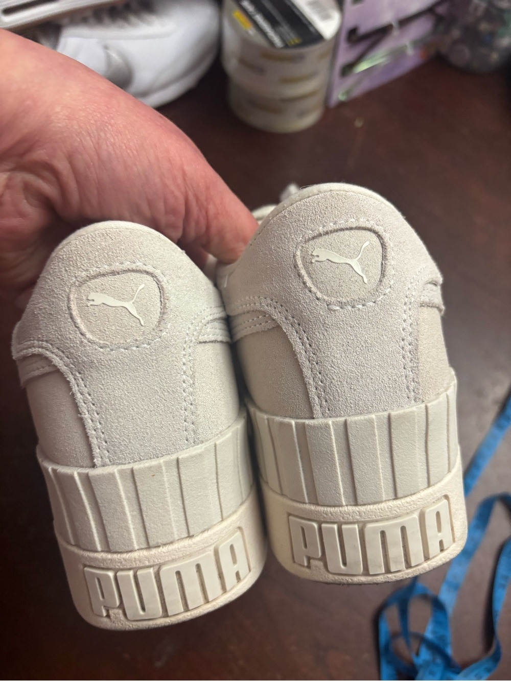 Puma marshmallow Cali trainer tonal wedge sneaker full suede upper 8 athletic - Picture 9 of 10